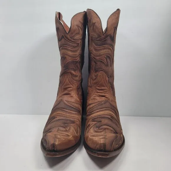 Dan Post Men's Brown Racer Leather Western Boots DP2571 US Size 13D