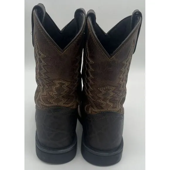 Dan‎ Post Western Brown Leather Buckaroo Stockman Cowboy Boots Youth Size 3 D