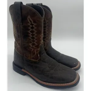 Dan‎ Post Western Brown Leather Buckaroo Stockman Cowboy Boots Youth Size 3 D