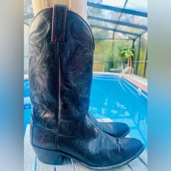 DAN POST LEATHER/LIZARD COWBOY BOOTS MENS SIZE 9.5D