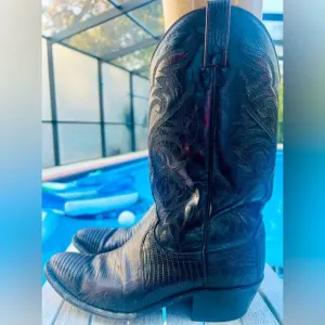 DAN POST LEATHER/LIZARD COWBOY BOOTS MENS SIZE 9.5D
