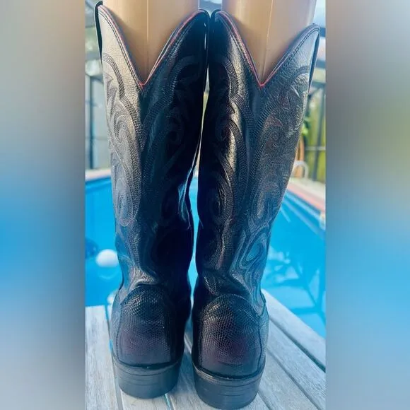 DAN POST LEATHER/LIZARD COWBOY BOOTS MENS SIZE 9.5D