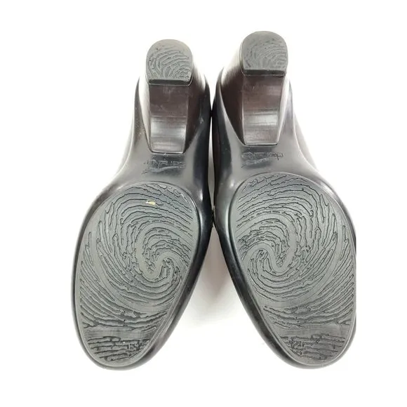 DANSKO 38 US 7.5-8 Raphael Brown Leather Dress Slip On Heel Shoes Side Elastic