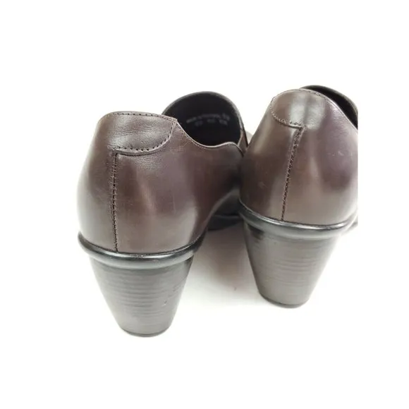DANSKO 38 US 7.5-8 Raphael Brown Leather Dress Slip On Heel Shoes Side Elastic