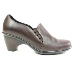 DANSKO 38 US 7.5-8 Raphael Brown Leather Dress Slip On Heel Shoes Side Elastic