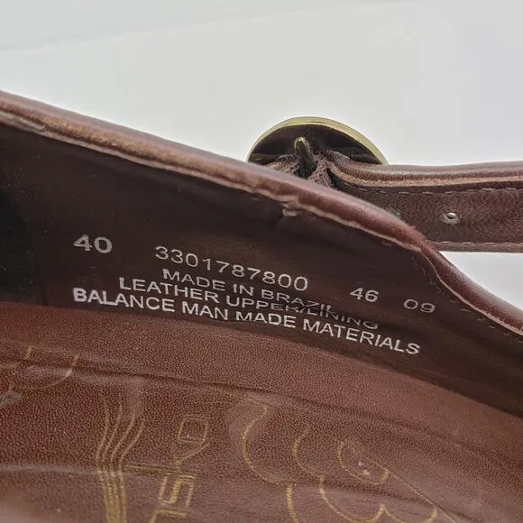 Dansko Becca Womens Size EU 40 US 9.5-10 Brown Leather Mary Jane 3&quot; Clog Shoes