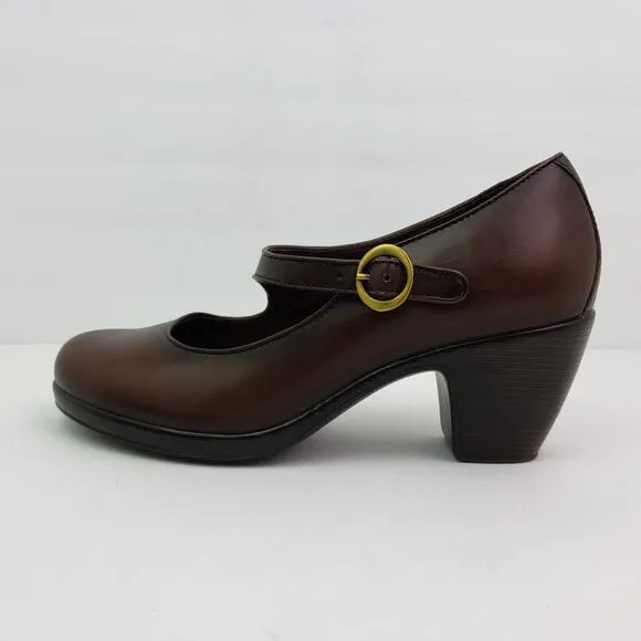 Dansko Becca Womens Size EU 40 US 9.5-10 Brown Leather Mary Jane 3&quot; Clog Shoes