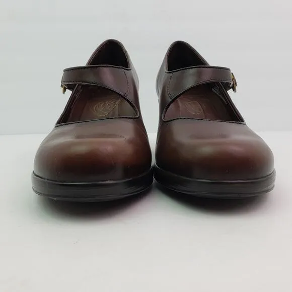 Dansko Becca Womens Size EU 40 US 9.5-10 Brown Leather Mary Jane 3&quot; Clog Shoes