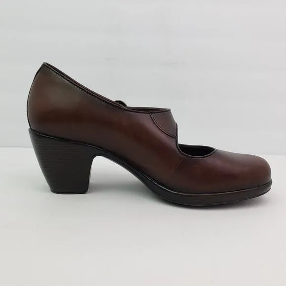 Dansko Becca Womens Size EU 40 US 9.5-10 Brown Leather Mary Jane 3&quot; Clog Shoes