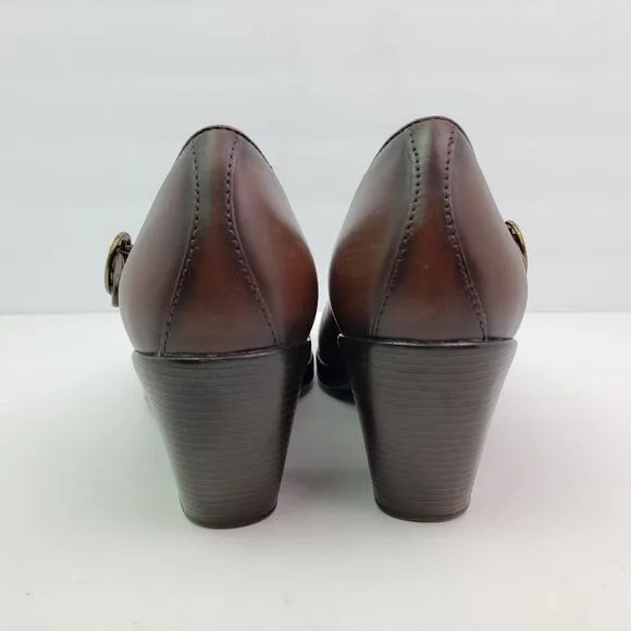 Dansko Becca Womens Size EU 40 US 9.5-10 Brown Leather Mary Jane 3&quot; Clog Shoes