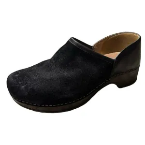 Dansko Brenna Women’s Size 39 US 8.5 Black Burnished Suede Casual Clogs Shoes