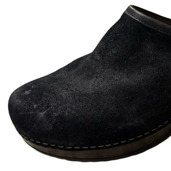 Dansko Brenna Women’s Size 39 US 8.5 Black Burnished Suede Casual Clogs Shoes