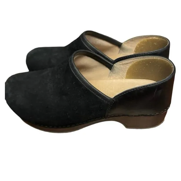Dansko Brenna Women’s Size 39 US 8.5 Black Burnished Suede Casual Clogs Shoes
