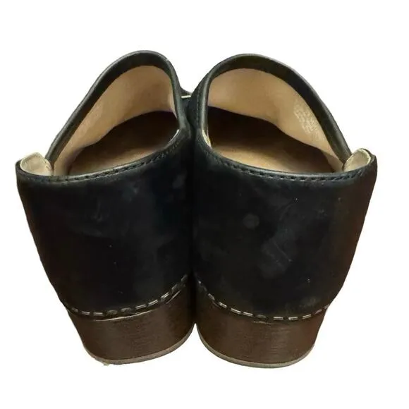 Dansko Brenna Women’s Size 39 US 8.5 Black Burnished Suede Casual Clogs Shoes