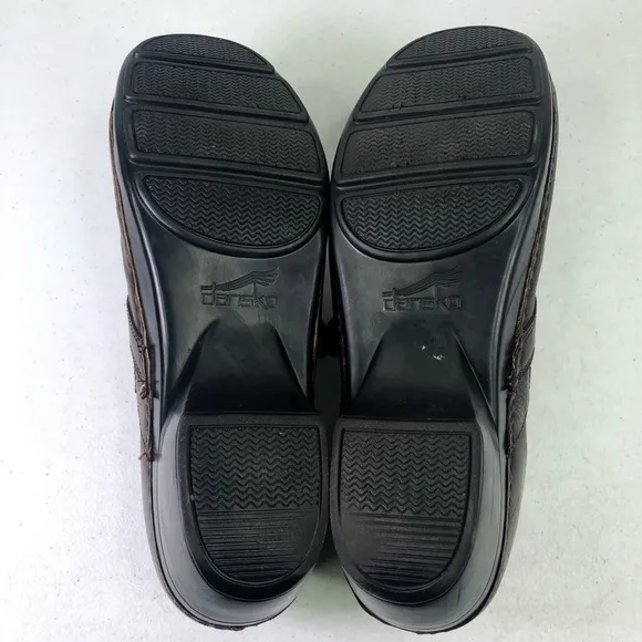 Dansko Brown Leather Slip On Clog Mule Shoes Size 11.5-12