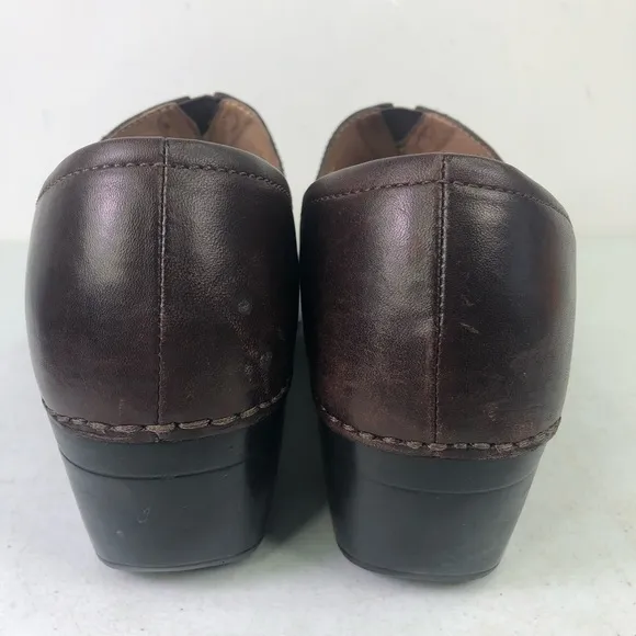 Dansko Brown Leather Slip On Clog Mule Shoes Size 11.5-12