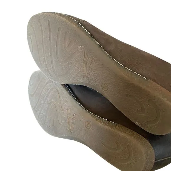 Dansko Liliana Leather Women's Brown Slip-On Wedge Shoes size 40 size 10