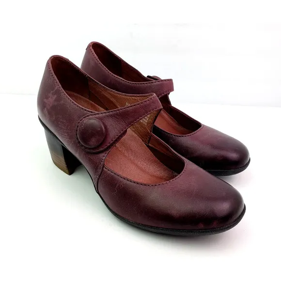 Dansko Page Womens Size EU 40 US 9.5-10 Red Leather 2.5&quot; Heel Mary Jane Shoes