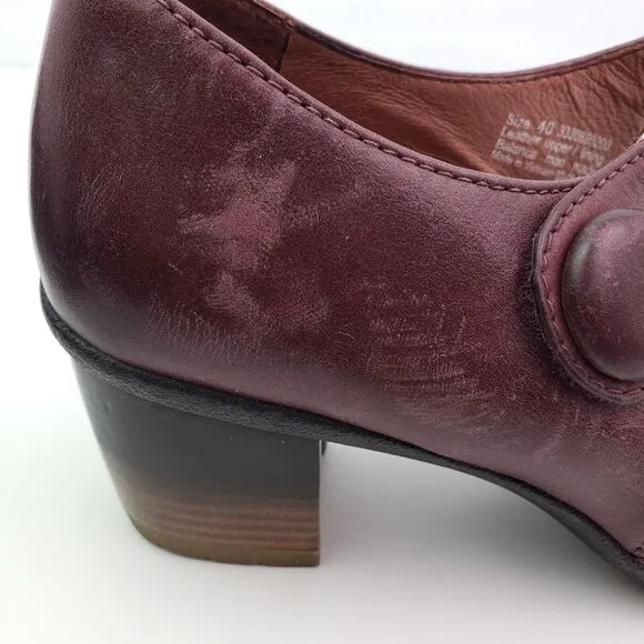 Dansko Page Womens Size EU 40 US 9.5-10 Red Leather 2.5&quot; Heel Mary Jane Shoes