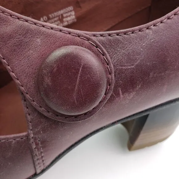 Dansko Page Womens Size EU 40 US 9.5-10 Red Leather 2.5&quot; Heel Mary Jane Shoes