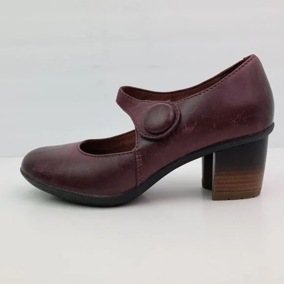Dansko Page Womens Size EU 40 US 9.5-10 Red Leather 2.5&quot; Heel Mary Jane Shoes
