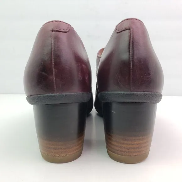 Dansko Page Womens Size EU 40 US 9.5-10 Red Leather 2.5&quot; Heel Mary Jane Shoes