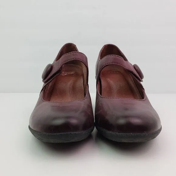Dansko Page Womens Size EU 40 US 9.5-10 Red Leather 2.5&quot; Heel Mary Jane Shoes