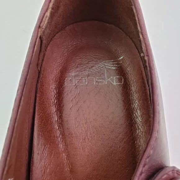 Dansko Page Womens Size EU 40 US 9.5-10 Red Leather 2.5&quot; Heel Mary Jane Shoes