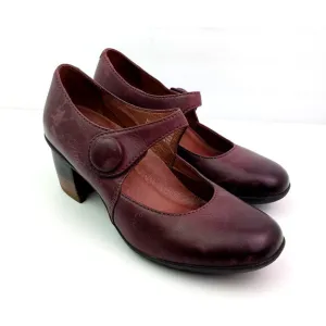 Dansko Page Womens Size EU 40 US 9.5-10 Red Leather 2.5&quot; Heel Mary Jane Shoes