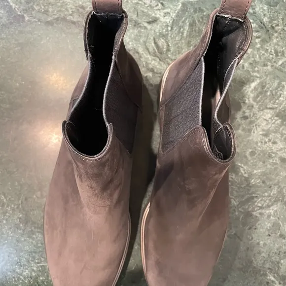 Dark Gray Chelsea Boots with Suede Upper and Elastic Panels