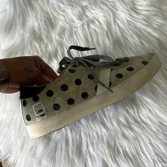 D.A.T.E premium sneakers suede leather polka dot shoe size 7