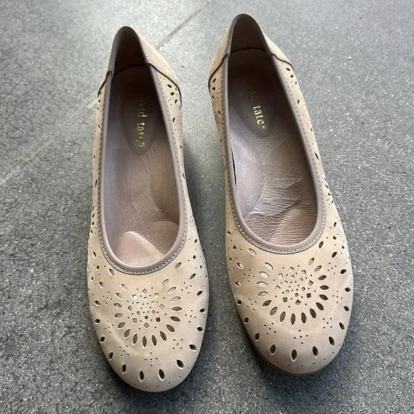 David Tate genuine leather tan Shoes, block heel size 8