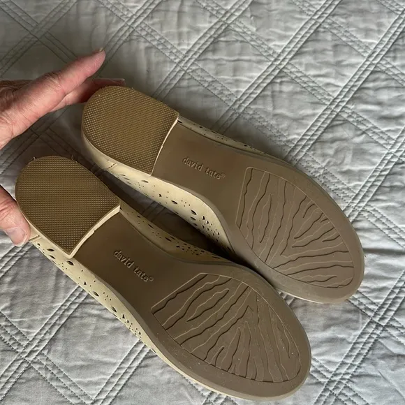 David Tate genuine leather tan Shoes, block heel size 8