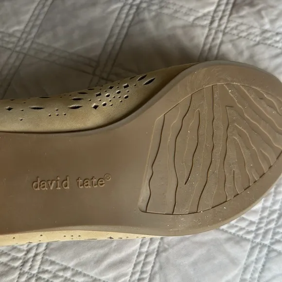 David Tate genuine leather tan Shoes, block heel size 8