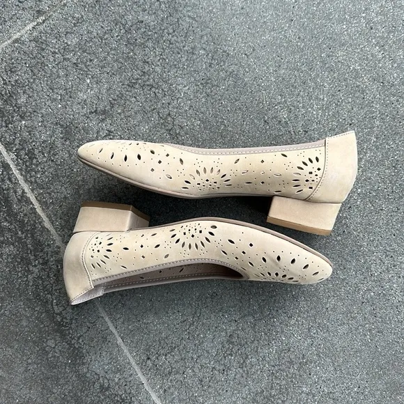 David Tate genuine leather tan Shoes, block heel size 8