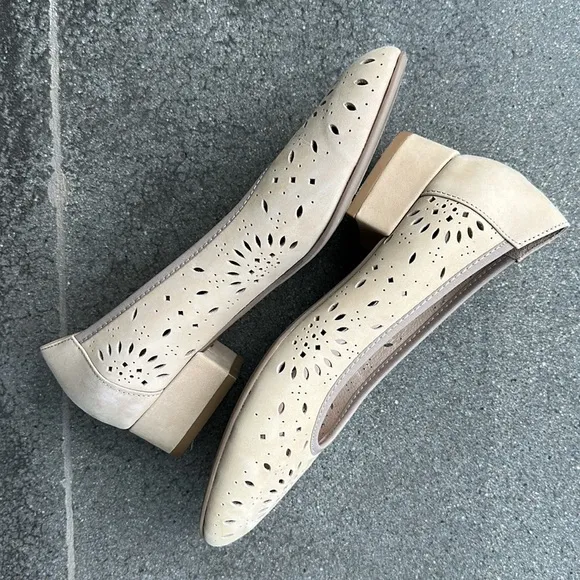 David Tate genuine leather tan Shoes, block heel size 8