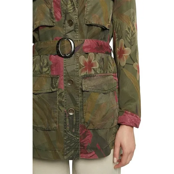 DESIGUAL | Camoasis Khaki Floral Parka Jacket SS21 Style 21SWEN13 | Size Medium