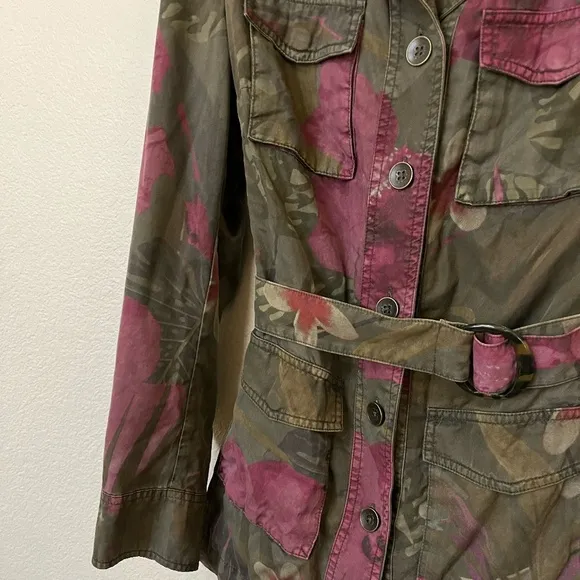 DESIGUAL | Camoasis Khaki Floral Parka Jacket SS21 Style 21SWEN13 | Size Medium
