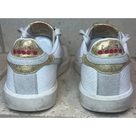 Diadora White Suede Leather Low Rise Lace Up Sneakers Size 7.5
