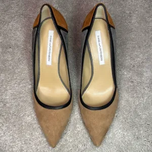 Diane Von Furstenberg Etta Gray Black Rust Tan Suede Pointed Toe High Heel Sz 8