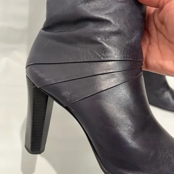 Diane Von Furstenburg DVF Blue Leather Knee Boots Sz. 8.5