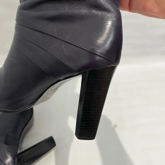 Diane Von Furstenburg DVF Blue Leather Knee Boots Sz. 8.5