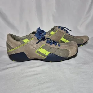 Diesel Auriga vintage Y2K leather athletic trainer shoes tan blue yellow mens 8