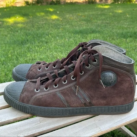 Diesel Leather &amp; Suede Lace-Up Hightop Chucks Sneakers | Size 13