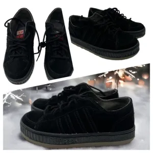 DIESEL LOW-TOP SNEAKERS WITH PLATFORM unisex black suede size M 6 W 7