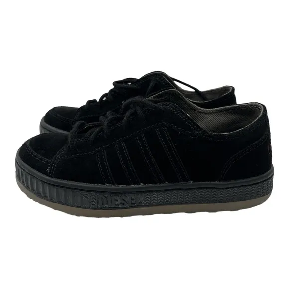 DIESEL LOW-TOP SNEAKERS WITH PLATFORM unisex black suede size M 6 W 7