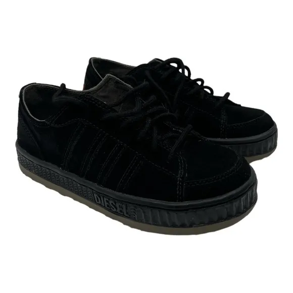 DIESEL LOW-TOP SNEAKERS WITH PLATFORM unisex black suede size M 6 W 7