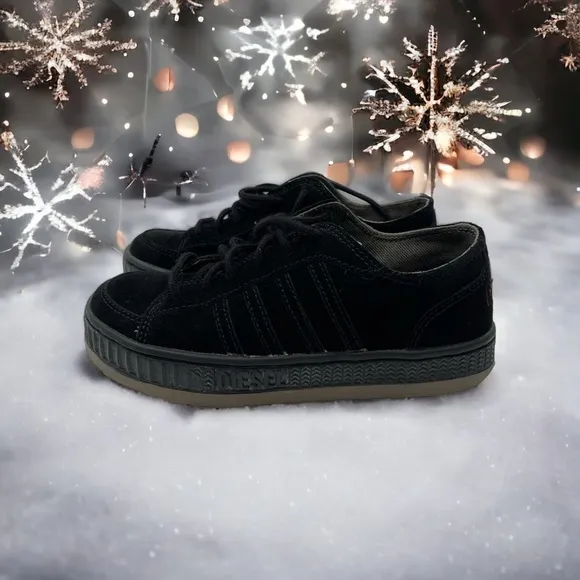 DIESEL LOW-TOP SNEAKERS WITH PLATFORM unisex black suede size M 6 W 7