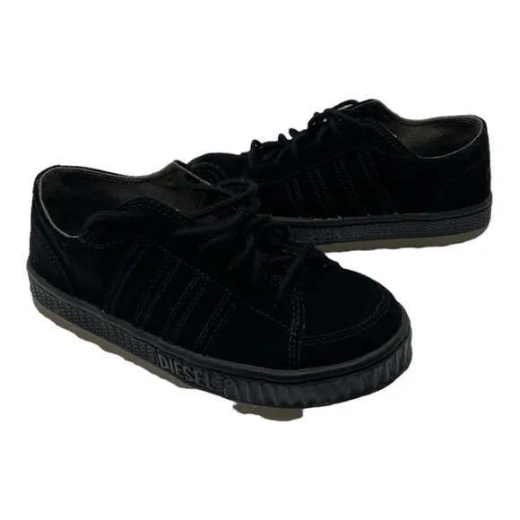 DIESEL LOW-TOP SNEAKERS WITH PLATFORM unisex black suede size M 6 W 7