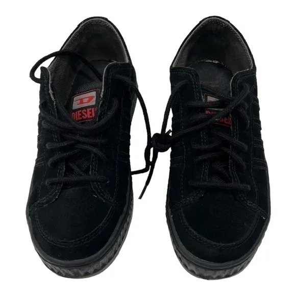 DIESEL LOW-TOP SNEAKERS WITH PLATFORM unisex black suede size M 6 W 7